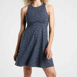 Athleta S Small Santorini Thera Printed Dress, Allure Navy Tee Dress NWOT